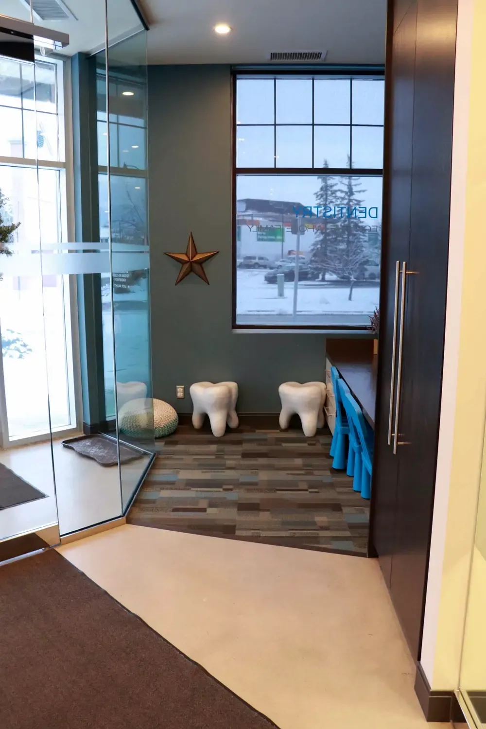 Just inside the entrance at McKenzie Dental